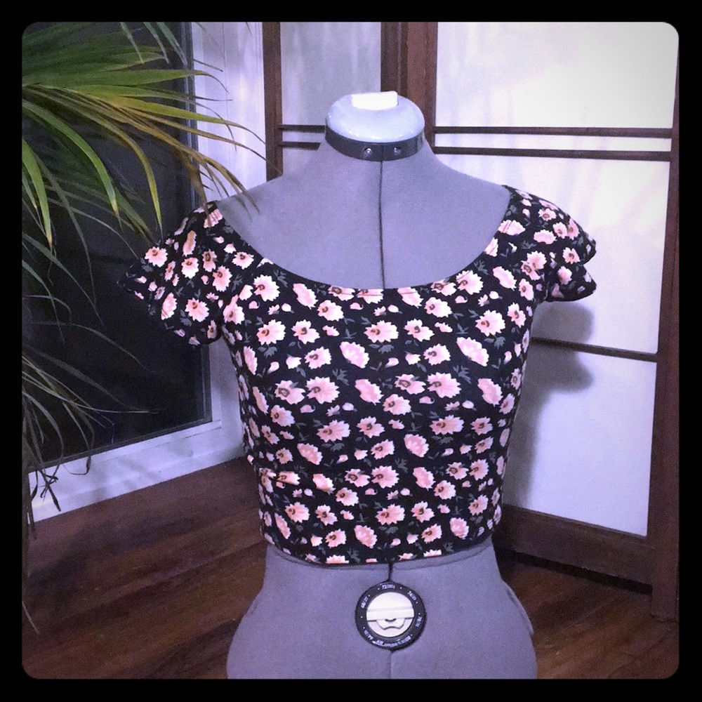 Floral Boatneck Crop Top